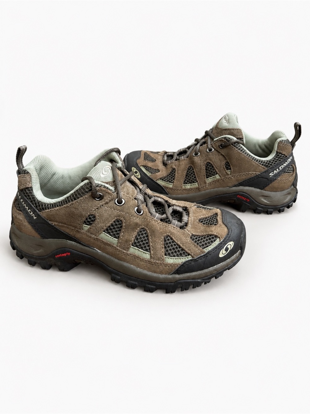 Salomon Exit Aero Hiking Trail Shoes Brown Olive Black Women’s 8 Contagrip